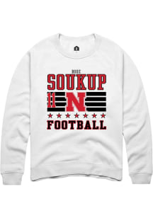 Bode Soukup Rally Mens White Nebraska Cornhuskers NIL Striped Crew Sweatshirt