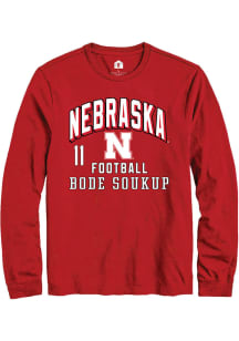 Bode Soukup Rally Mens Red Nebraska Cornhuskers NIL Arch Logo Tee