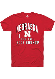 Bode Soukup Red Nebraska Cornhuskers NIL Arch Logo Short Sleeve T Shirt