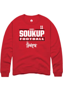 Bode Soukup Rally Mens Red Nebraska Cornhuskers NIL Stacked Box Crew Sweatshirt