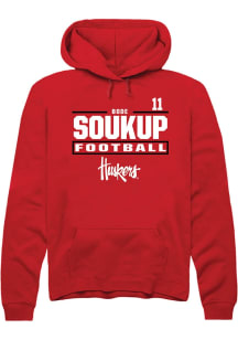 Bode Soukup Rally Mens Red Nebraska Cornhuskers NIL Stacked Box Hooded Sweatshirt
