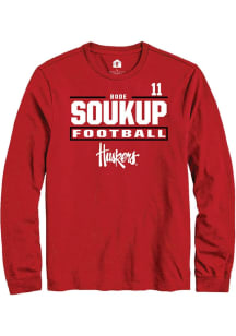 Bode Soukup Rally Mens Red Nebraska Cornhuskers NIL Stacked Box Tee