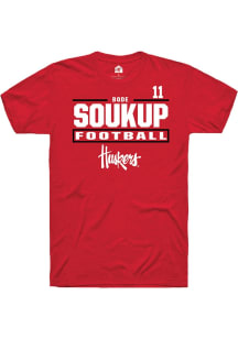 Bode Soukup Red Nebraska Cornhuskers NIL Stacked Box Short Sleeve T Shirt