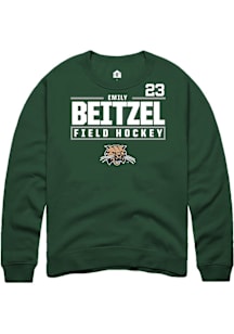 Emily Beitzel  Rally Ohio Bobcats Mens Green NIL Stacked Box Long Sleeve Crew Sweatshirt