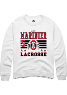 Alex Marinier Rally Mens White Ohio State Buckeyes NIL Striped Crew Sweatshirt