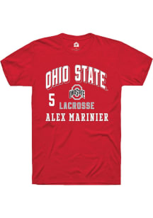 Alex Marinier Red Ohio State Buckeyes NIL Arch Logo Short Sleeve T Shirt