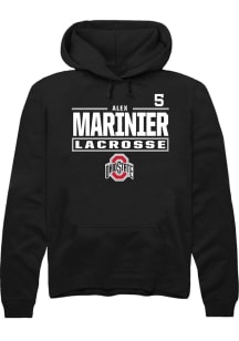 Alex Marinier Rally Mens Black Ohio State Buckeyes NIL Stacked Box Hooded Sweatshirt