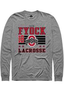 Caleb Fyock  Ohio State Buckeyes Grey Rally NIL Striped Long Sleeve T Shirt