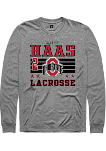 Garrett Haas  Ohio State Buckeyes Grey Rally NIL Striped Long Sleeve T Shirt