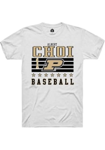 Albert Choi White Purdue Boilermakers NIL Striped Short Sleeve T Shirt
