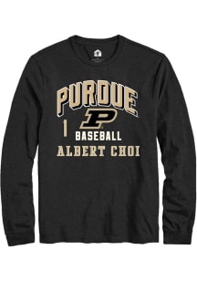 Albert Choi Rally Mens Black Purdue Boilermakers NIL Arch Logo Tee