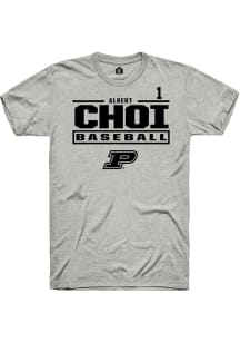 Albert Choi Ash Purdue Boilermakers NIL Stacked Box Short Sleeve T Shirt