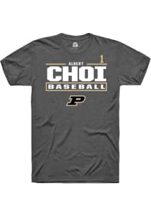 Albert Choi Grey Purdue Boilermakers NIL Stacked Box Short Sleeve T Shirt