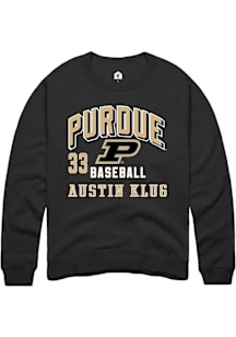Austin Klug  Rally Purdue Boilermakers Mens Black NIL Arch Logo Long Sleeve Crew Sweatshirt