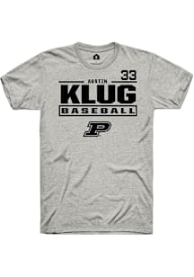 Austin Klug  Purdue Boilermakers Ash Rally NIL Stacked Box Short Sleeve T Shirt