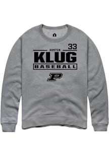 Austin Klug  Rally Purdue Boilermakers Mens Graphite NIL Stacked Box Long Sleeve Crew Sweatshirt