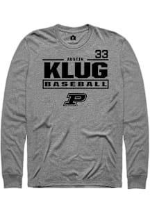 Austin Klug  Purdue Boilermakers Graphite Rally NIL Stacked Box Long Sleeve T Shirt