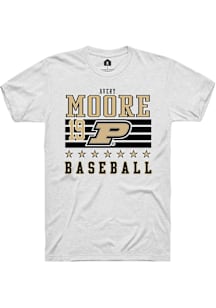 Avery Moore  Purdue Boilermakers White Rally NIL Striped Short Sleeve T Shirt