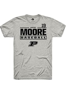 Avery Moore  Purdue Boilermakers Ash Rally NIL Stacked Box Short Sleeve T Shirt