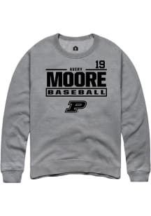 Avery Moore Rally Mens Graphite Purdue Boilermakers NIL Stacked Box Crew Sweatshirt