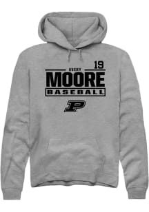 Avery Moore Rally Mens Graphite Purdue Boilermakers NIL Stacked Box Hooded Sweatshirt