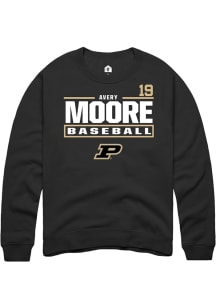 Avery Moore Rally Mens Black Purdue Boilermakers NIL Stacked Box Crew Sweatshirt