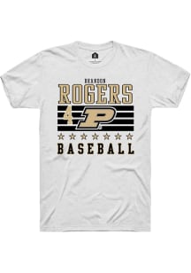 Brandon Rogers White Purdue Boilermakers NIL Striped Short Sleeve T Shirt