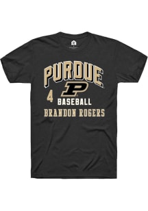 Brandon Rogers Black Purdue Boilermakers NIL Arch Logo Short Sleeve T Shirt