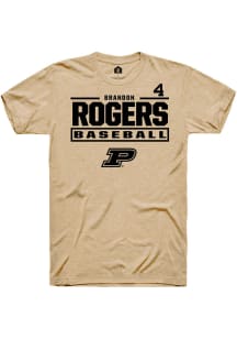 Brandon Rogers Tan Purdue Boilermakers NIL Stacked Box Short Sleeve T Shirt