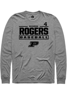 Brandon Rogers Rally Mens Graphite Purdue Boilermakers NIL Stacked Box Tee