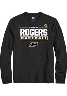 Brandon Rogers Rally Mens Black Purdue Boilermakers NIL Stacked Box Tee