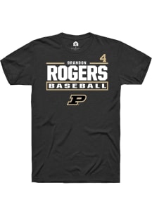 Brandon Rogers Black Purdue Boilermakers NIL Stacked Box Short Sleeve T Shirt