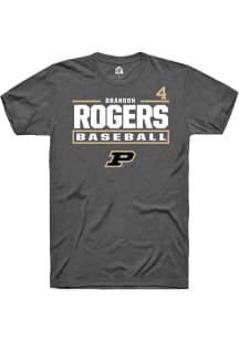 Brandon Rogers Grey Purdue Boilermakers NIL Stacked Box Short Sleeve T Shirt