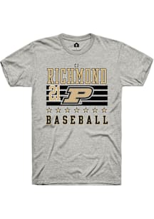 CJ Richmond  Purdue Boilermakers Ash Rally NIL Striped Short Sleeve T Shirt