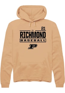 CJ Richmond  Rally Purdue Boilermakers Mens Gold NIL Stacked Box Long Sleeve Hoodie