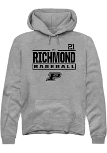 CJ Richmond  Rally Purdue Boilermakers Mens Graphite NIL Stacked Box Long Sleeve Hoodie