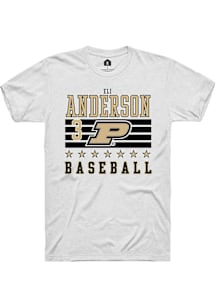 Eli Anderson  Purdue Boilermakers White Rally NIL Striped Short Sleeve T Shirt