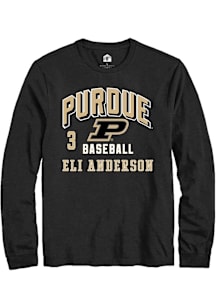 Eli Anderson  Purdue Boilermakers Black Rally NIL Arch Logo Long Sleeve T Shirt