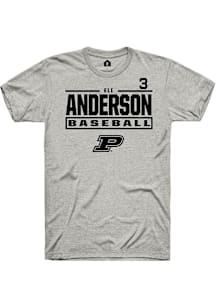 Eli Anderson  Purdue Boilermakers Ash Rally NIL Stacked Box Short Sleeve T Shirt