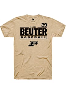Gavin Beuter  Purdue Boilermakers Tan Rally NIL Stacked Box Short Sleeve T Shirt