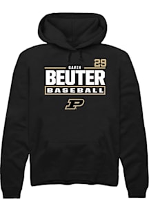 Gavin Beuter  Rally Purdue Boilermakers Mens Black NIL Stacked Box Long Sleeve Hoodie