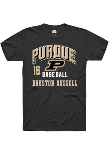 Houston Russell Black Purdue Boilermakers NIL Arch Logo Short Sleeve T Shirt