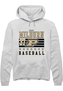 Isaac Milburn Rally Mens White Purdue Boilermakers NIL Striped Hooded Sweatshirt