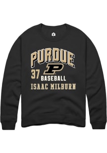 Isaac Milburn Rally Mens Black Purdue Boilermakers NIL Arch Logo Crew Sweatshirt