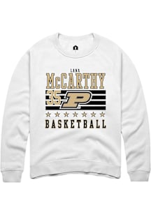 Lana McCarthy  Rally Purdue Boilermakers Mens White NIL Striped Long Sleeve Crew Sweatshirt