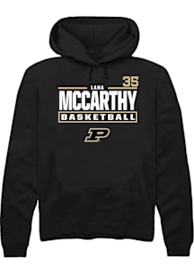Lana McCarthy  Rally Purdue Boilermakers Mens Black NIL Stacked Box Long Sleeve Hoodie