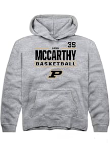 Lana McCarthy  Rally Purdue Boilermakers Youth Grey NIL Stacked Box Long Sleeve Hoodie