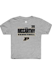 Lana McCarthy Rally Youth Grey Purdue Boilermakers NIL Stacked Box Short Sleeve T-Shirt