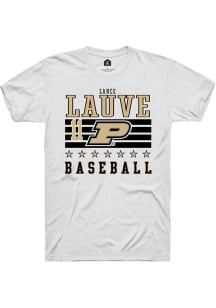 Lance Lauve White Purdue Boilermakers NIL Striped Short Sleeve T Shirt