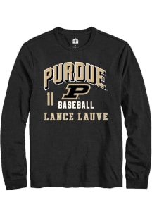 Lance Lauve Rally Mens Black Purdue Boilermakers NIL Arch Logo Tee